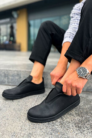 J195 Rigidus Ortopedik Taban Günlük Cilt Erkek Sneaker Spor Ayakkabı CST Siyah
