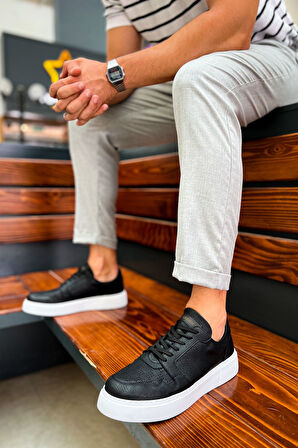 J153 Oxford Ortopedik Taban Günlük Cilt Erkek Sneaker Spor Ayakkabı CBT Siyah