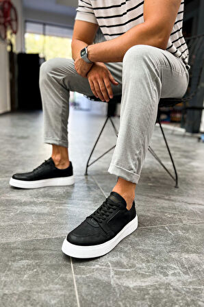 J153 Oxford Ortopedik Taban Günlük Cilt Erkek Sneaker Spor Ayakkabı CBT Siyah