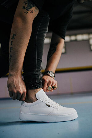J666 Bağcıklı Ortopedik Taban Erkek Günlük Sneaker Spor Ayakkabı BT Beyaz