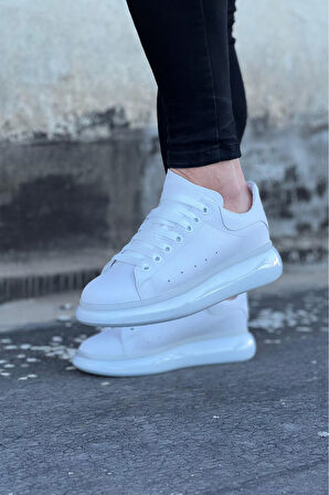 J095 Bağcıklı Ortopedik Taban Erkek Sneaker Günlük Ayakkabı BT Beyaz