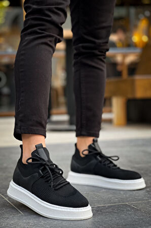J2408 Fusion Ortopedik Taban Günlük Triko Erkek Sneaker Spor Ayakkabı TBT Siyah