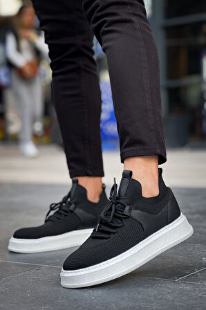 J2408 Fusion Ortopedik Taban Günlük Triko Erkek Sneaker Spor Ayakkabı TBT Siyah