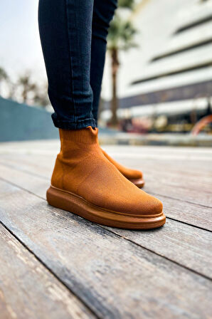 J207 Maglieria-T Ortopedik Taban Günlük Triko Erkek Sneaker Spor Ayakkabı TTT Taba