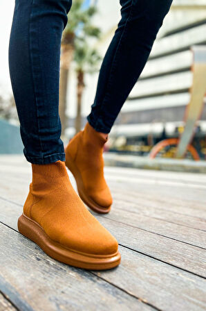 J207 Maglieria-T Ortopedik Taban Günlük Triko Erkek Sneaker Spor Ayakkabı TTT Taba