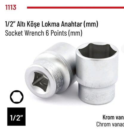 1/2 Lokma Altı Köşe 17mm