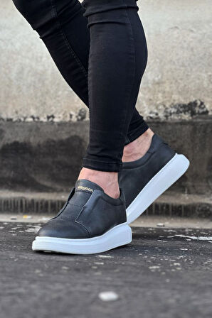 J023 Bağcıksız Lastikli Ortopedik Taban Erkek Sneaker Günlük Ayakkabı BT Gri