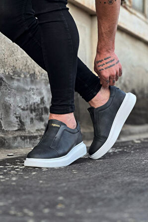 J023 Bağcıksız Lastikli Ortopedik Taban Erkek Sneaker Günlük Ayakkabı BT Gri