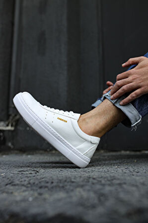 J163 Ortopedik Taban Günlük Cilt Erkek Sneaker Spor Ayakkabı CBT Beyaz