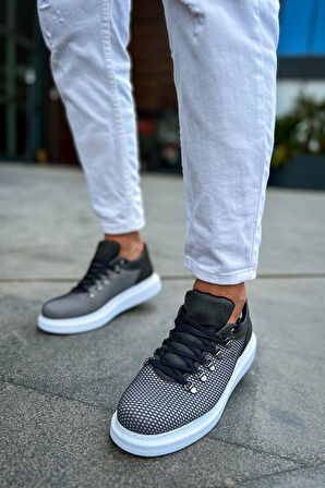 J021 Favo Ortopedik Taban Günlük Cilt Erkek Sneaker Spor Ayakkabı CBT Antrasit