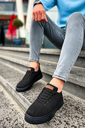J413 Crew Ortopedik Taban Günlük Triko Erkek Sneaker Spor Ayakkabı TST Siyah