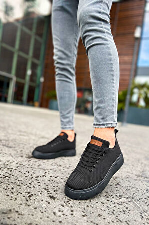 J413 Crew Ortopedik Taban Günlük Triko Erkek Sneaker Spor Ayakkabı TST Siyah