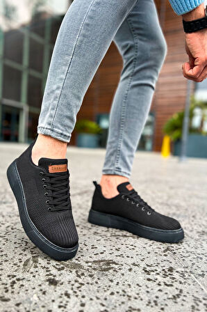 J413 Crew Ortopedik Taban Günlük Triko Erkek Sneaker Spor Ayakkabı TST Siyah