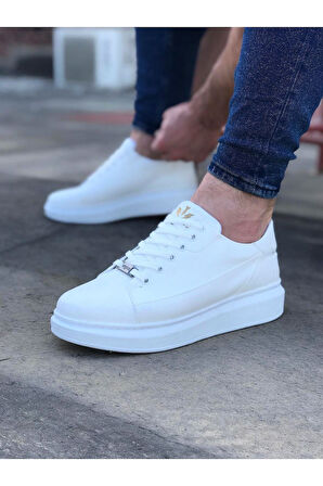 J028 Bağcıklı Ortopedik Taban Erkek Sneaker Günlük Ayakkabı BT Beyaz