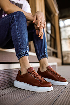 J257 Estrella Ortopedik Taban Günlük Cilt Erkek Sneaker Spor Ayakkabı CBT Taba