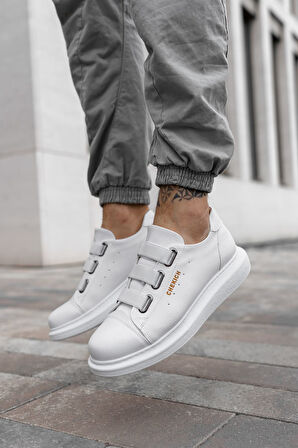 J253 Mirror Non Ortopedik Taban Günlük Cilt Erkek Sneaker Spor Ayakkabı CBT Beyaz