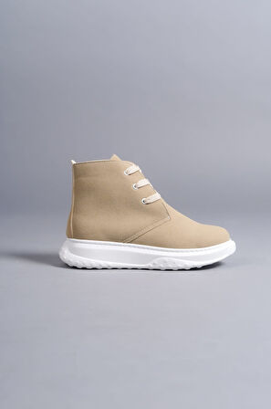 J204 Bağcıklı Ortopedik Taban Suya ve Soğuğa Dayanıklı Günlük Süet Kışlık Erkek Bot BT Bej