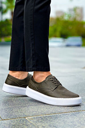 J149 Change Over Ortopedik Taban Günlük Cilt Erkek Klasik Ayakkabı CBT Haki