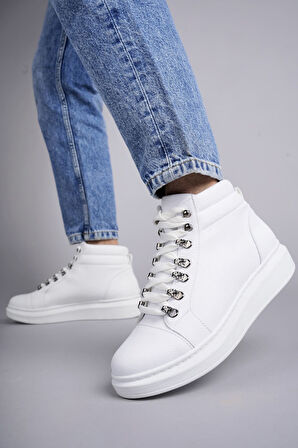 J206 Ottawa Bağcıklı Cilt Erkek Günlük Spor Bot BT Beyaz