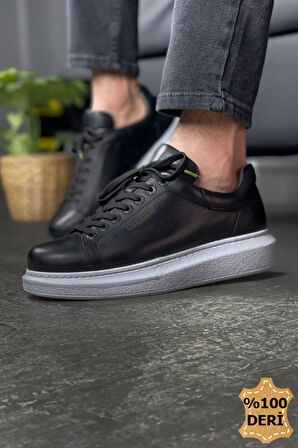 J257 Estrella Ortopedik Taban Günlük Hakiki Cilt Deri Erkek Sneaker Spor Ayakkabı CBT Siyah