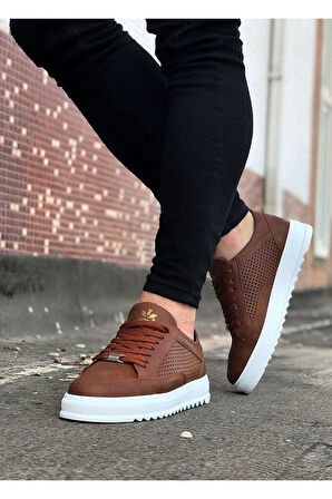 J505 Bağcıklı Ortopedik Taban Erkek Sneaker Günlük Ayakkabı BT Taba