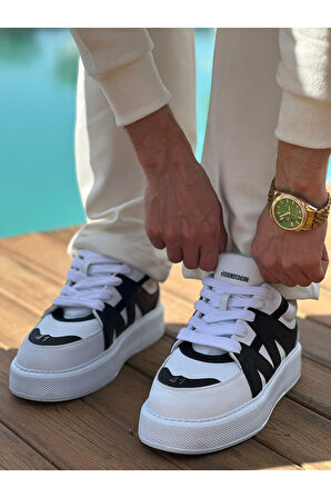 J2407 Star-X Ortopedik Taban Günlük Cilt Erkek Sneaker Spor Ayakkabı CBT Beyaz/Siyah