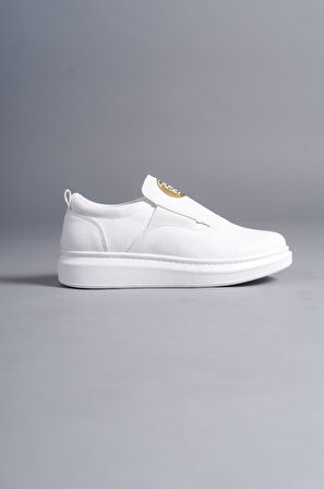 J161 Bağcıksız Lastikli Ortopedik Taban Erkek Sneaker Günlük Ayakkabı BT Beyaz