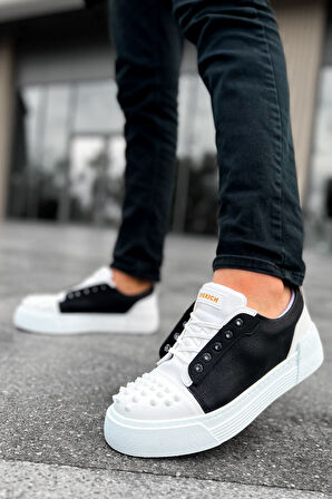 J169 Thorn Ortopedik Taban Günlük Cilt Erkek Sneaker Spor Ayakkabı CBT Beyaz/Siyah