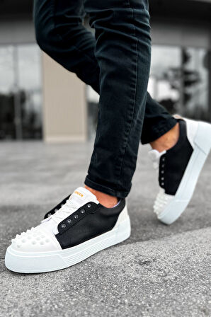 J169 Thorn Ortopedik Taban Günlük Cilt Erkek Sneaker Spor Ayakkabı CBT Beyaz/Siyah