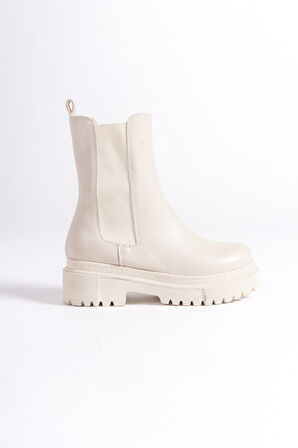 NORA Lastikli Ortopedik Taban Suya ve Soğuğa Dayanıklı Günlük Kışlık Kadın Bot KT Krem