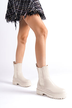 NORA Lastikli Ortopedik Taban Suya ve Soğuğa Dayanıklı Günlük Kışlık Kadın Bot KT Krem