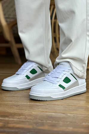 J2410 Avax Ortopedik Taban Günlük Cilt Erkek Sneaker Spor Ayakkabı CBT Beyaz/Yeşil