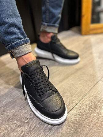 J814 Bağcıklı Ortopedik Taban Erkek Günlük Sneaker Spor Ayakkabı BT Siyah