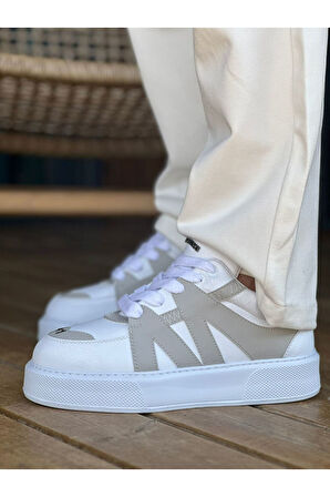 J2407 Star-X Ortopedik Taban Günlük Cilt Erkek Sneaker Spor Ayakkabı CBT Beyaz/Gri