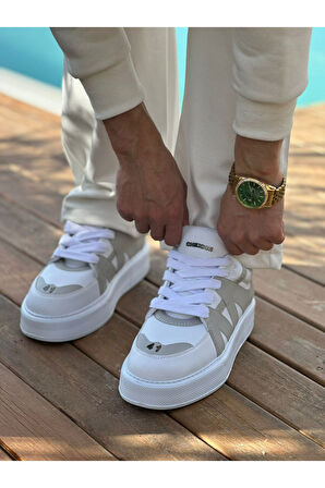 J2407 Star-X Ortopedik Taban Günlük Cilt Erkek Sneaker Spor Ayakkabı CBT Beyaz/Gri