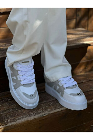 J2407 Star-X Ortopedik Taban Günlük Cilt Erkek Sneaker Spor Ayakkabı CBT Beyaz/Gri