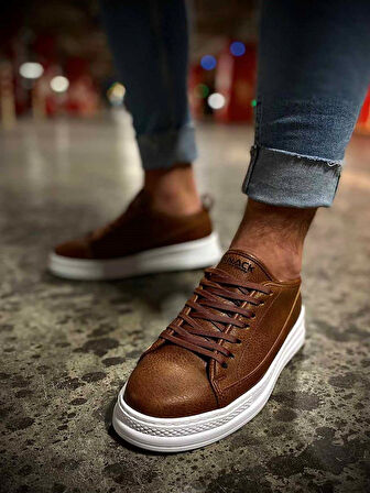 J010 Bağcıklı Ortopedik Taban Erkek Günlük Sneaker Spor Ayakkabı BT Taba