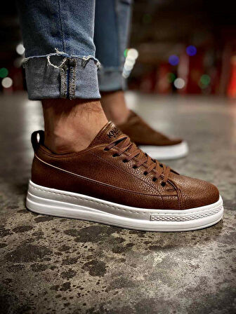J010 Bağcıklı Ortopedik Taban Erkek Günlük Sneaker Spor Ayakkabı BT Taba