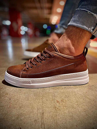 J010 Bağcıklı Ortopedik Taban Erkek Günlük Sneaker Spor Ayakkabı BT Taba