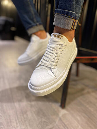 J421 Bağcıklı Ortopedik Taban Erkek Günlük Sneaker Spor Ayakkabı BT Beyaz