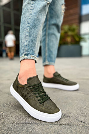 J015 First Edition Ortopedik Taban Günlük Cilt Erkek Sneaker Spor Ayakkabı CBT Haki