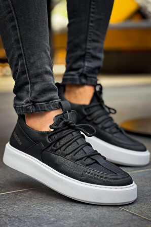 J159 Saturn Ortopedik Taban Günlük Cilt Erkek Sneaker Spor Ayakkabı CBT Siyah