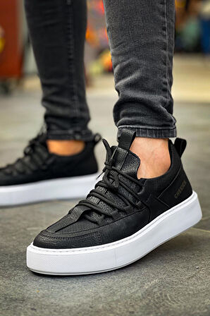 J159 Saturn Ortopedik Taban Günlük Cilt Erkek Sneaker Spor Ayakkabı CBT Siyah
