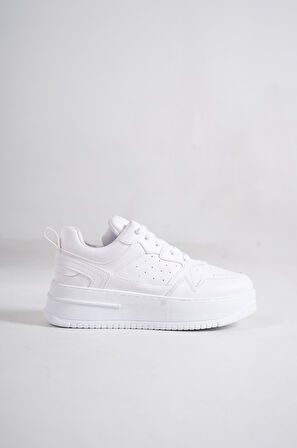 ALINA Bağcıklı Ortopedik Taban Kadın Sneaker Günlük Ayakkabı BT Kırık Beyaz