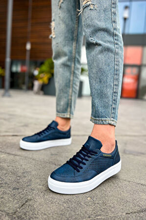 J015 First Edition Ortopedik Taban Günlük Cilt Erkek Sneaker Spor Ayakkabı CBT Lacivert