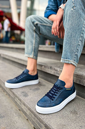 J015 First Edition Ortopedik Taban Günlük Cilt Erkek Sneaker Spor Ayakkabı CBT Lacivert