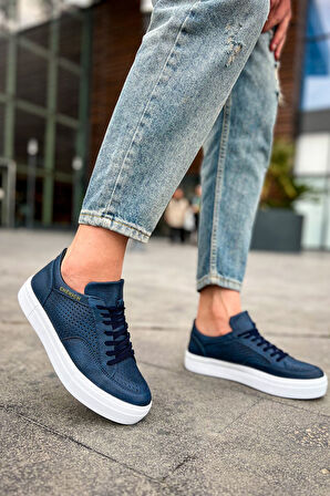 J015 First Edition Ortopedik Taban Günlük Cilt Erkek Sneaker Spor Ayakkabı CBT Lacivert
