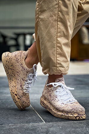 J307 Tricot Ortopedik Taban Günlük Splush Triko Erkek Sneaker Spor Ayakkabı TKT Kum