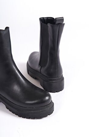 NORA Lastikli Ortopedik Taban Suya ve Soğuğa Dayanıklı Günlük Kışlık Kadın Bot ST Siyah