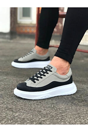 J507 Bağcıklı Ortopedik Taban Erkek Sneaker Günlük Ayakkabı BT Gri/Siyah